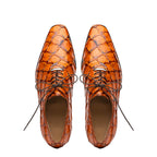 Olivieri Genuine Pirarucu Exotic Lace Up Oxford Brandy