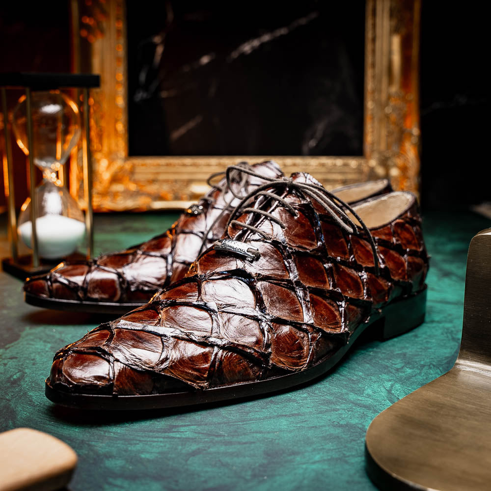 Olivieri Genuine Pirarucu Skin Classic Dress Shoes Brown