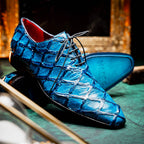 Olivieri Caribbean Genuine Pirarucu Exotic Lace-Up Oxford Blue