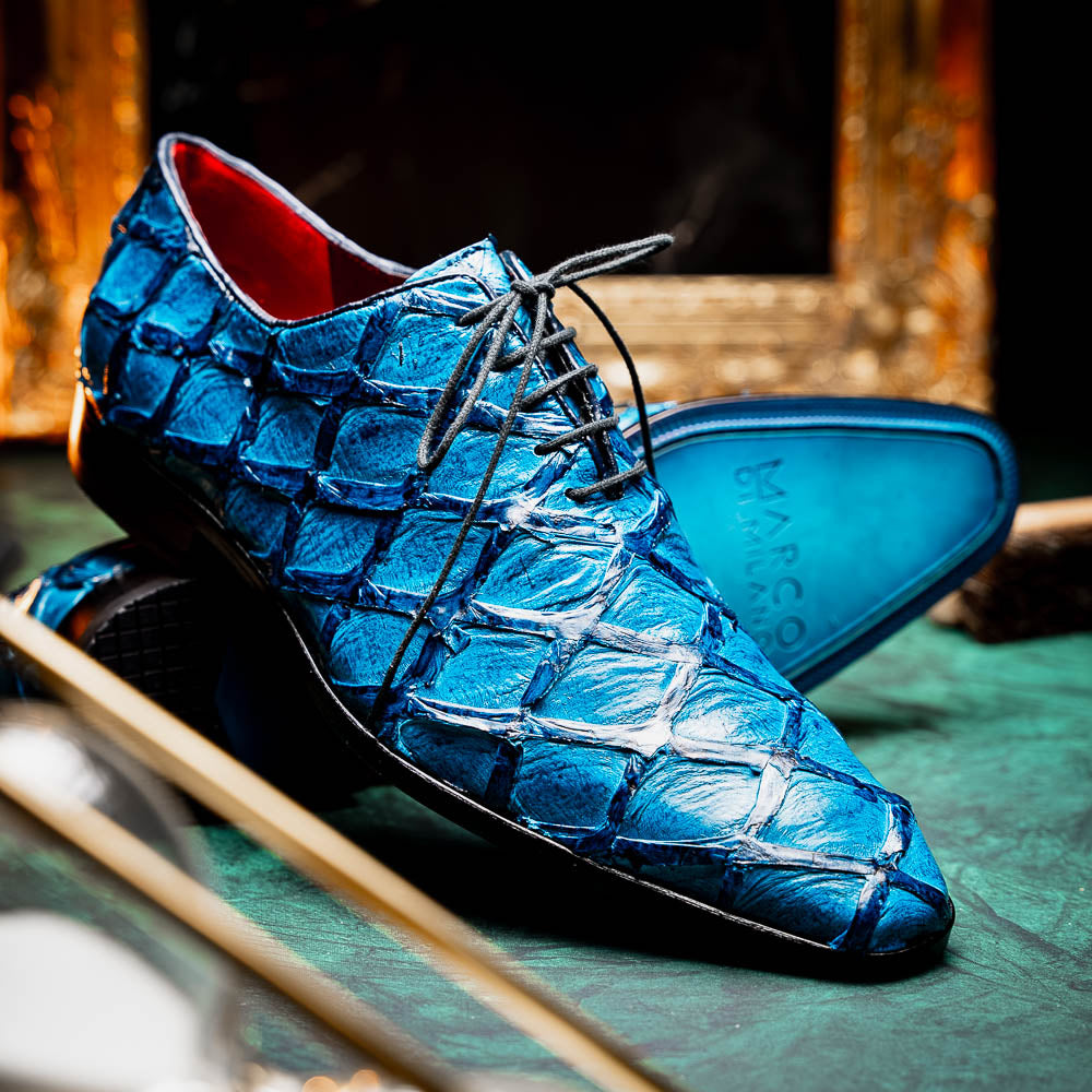Olivieri Caribbean Genuine Pirarucu Exotic Lace-Up Oxford Blue