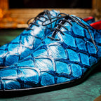 Olivieri Caribbean Genuine Pirarucu Exotic Lace-Up Oxford Blue