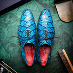 Olivieri Caribbean Genuine Pirarucu Exotic Lace-Up Oxford Blue