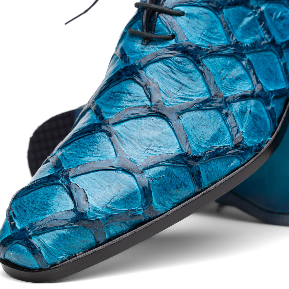 Olivieri Caribbean Genuine Pirarucu Exotic Lace-Up Oxford Blue
