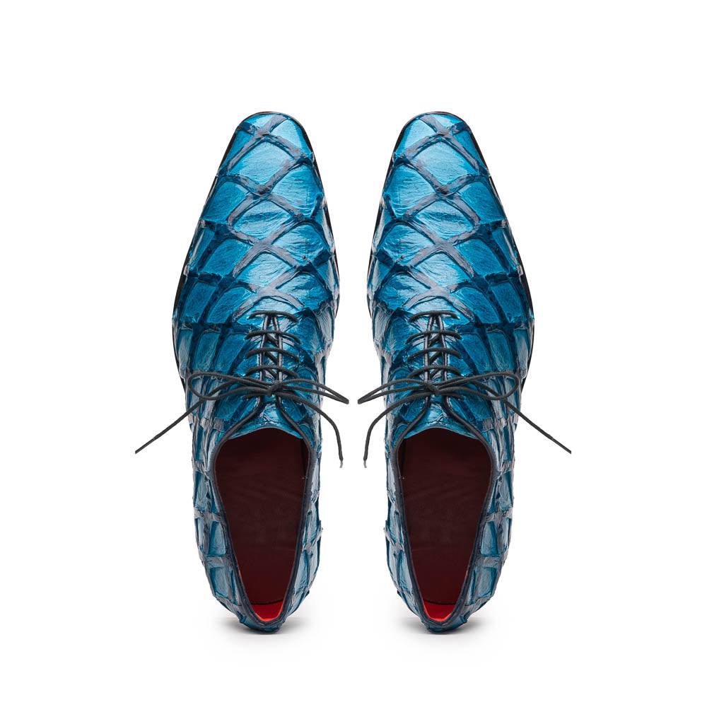 Olivieri Caribbean Genuine Pirarucu Exotic Lace-Up Oxford Blue