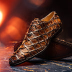 Marco Di Milano Genuine Pirarucu Exotic Lace-Up Olivieri Clear Brown