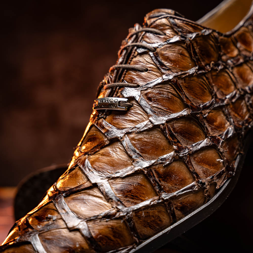 Marco Di Milano Genuine Pirarucu Exotic Lace-Up Olivieri Clear Brown