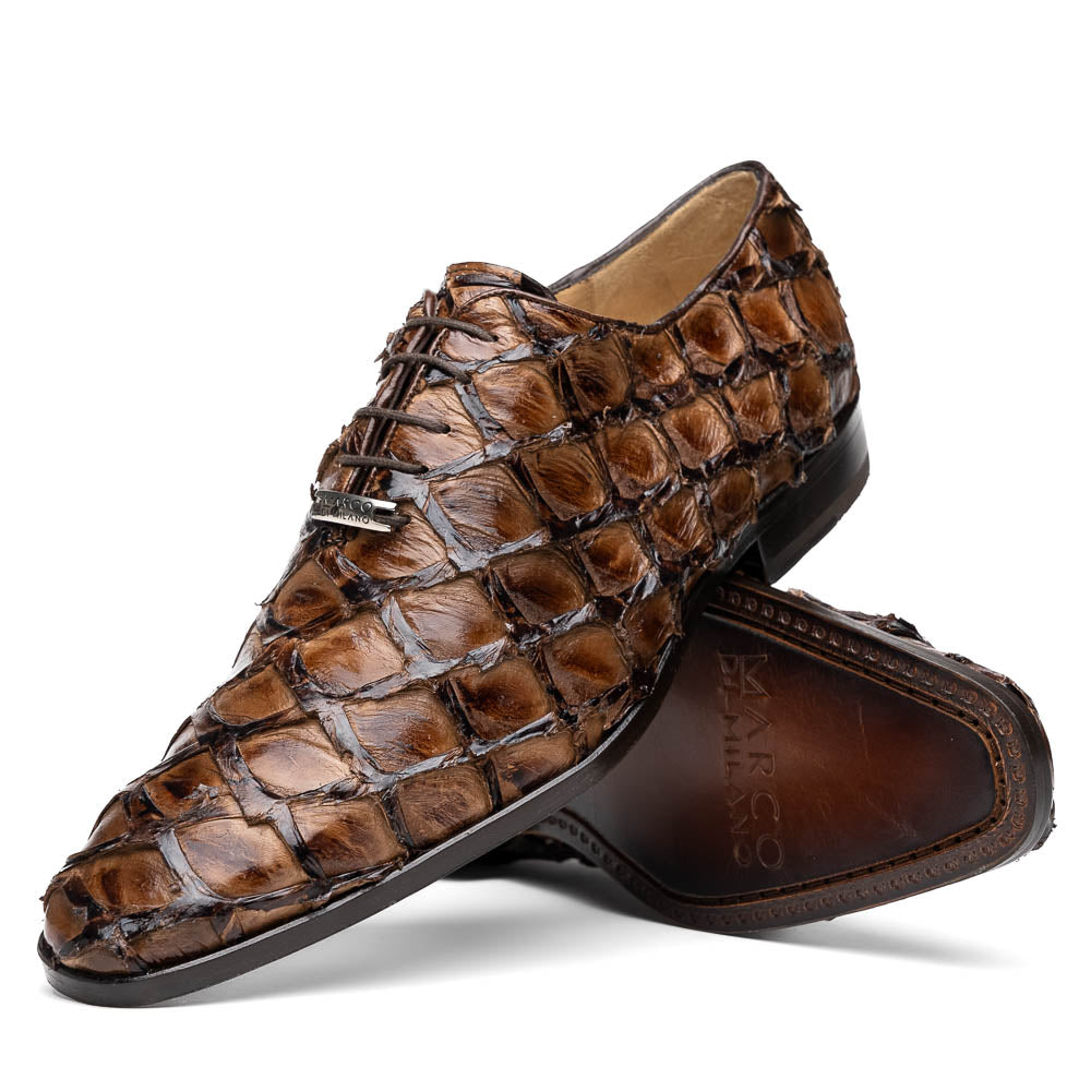 Marco Di Milano Genuine Pirarucu Exotic Lace-Up Olivieri Clear Brown
