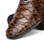 Marco Di Milano Genuine Pirarucu Exotic Lace-Up Olivieri Clear Brown