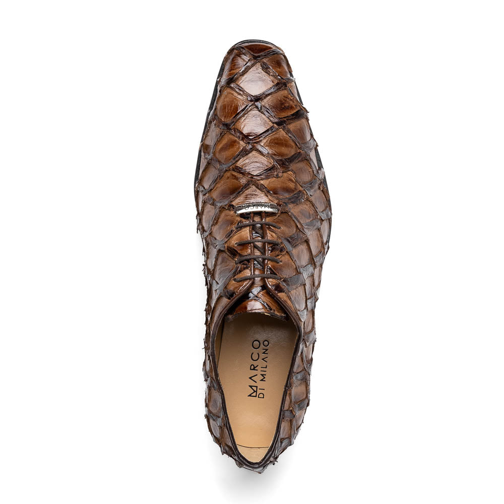 Marco Di Milano Genuine Pirarucu Exotic Lace-Up Olivieri Clear Brown