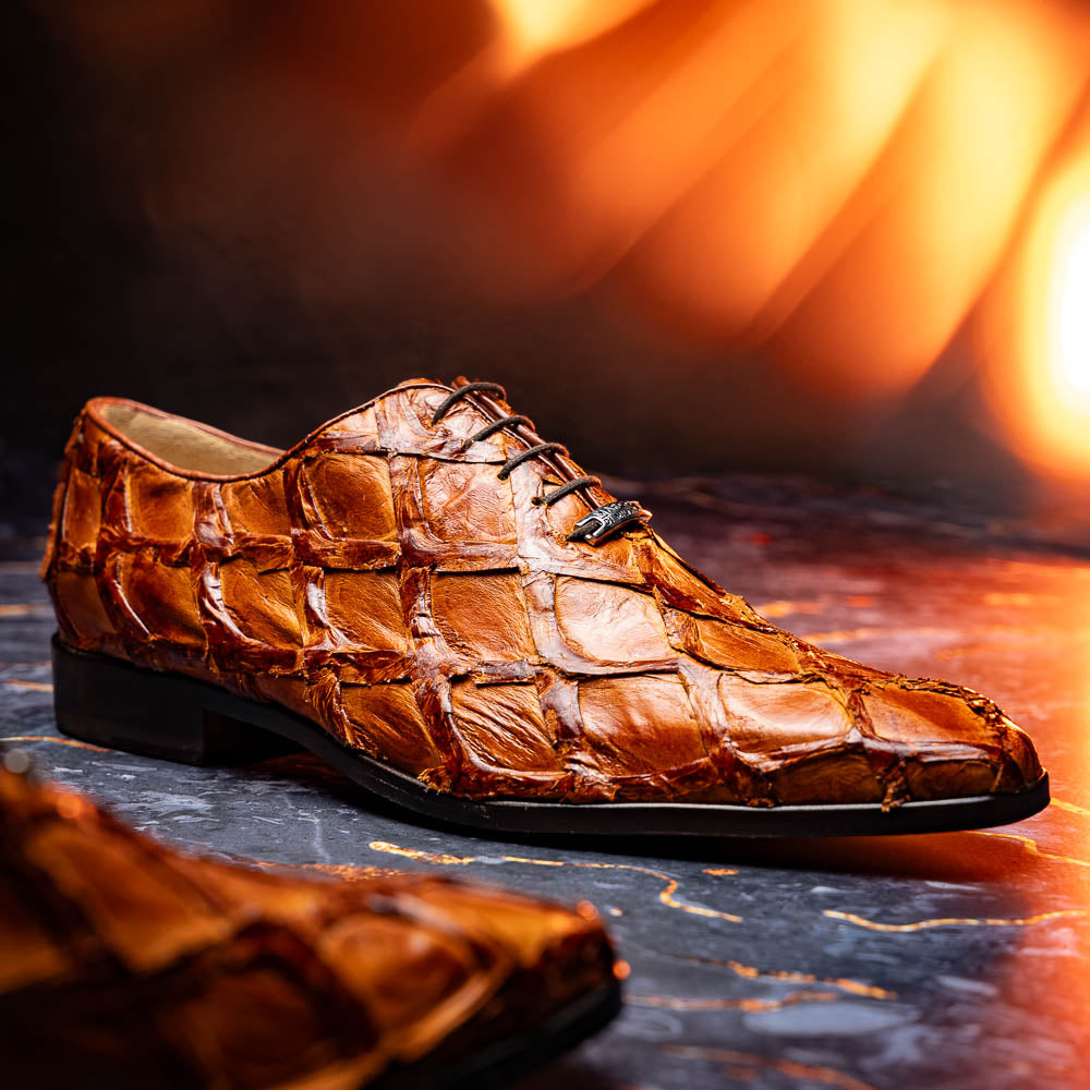 Olivieri Leather Dress Shoes Oxford Lace Up Cognac