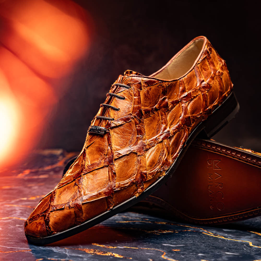 Olivieri Leather Dress Shoes Oxford Lace Up Cognac
