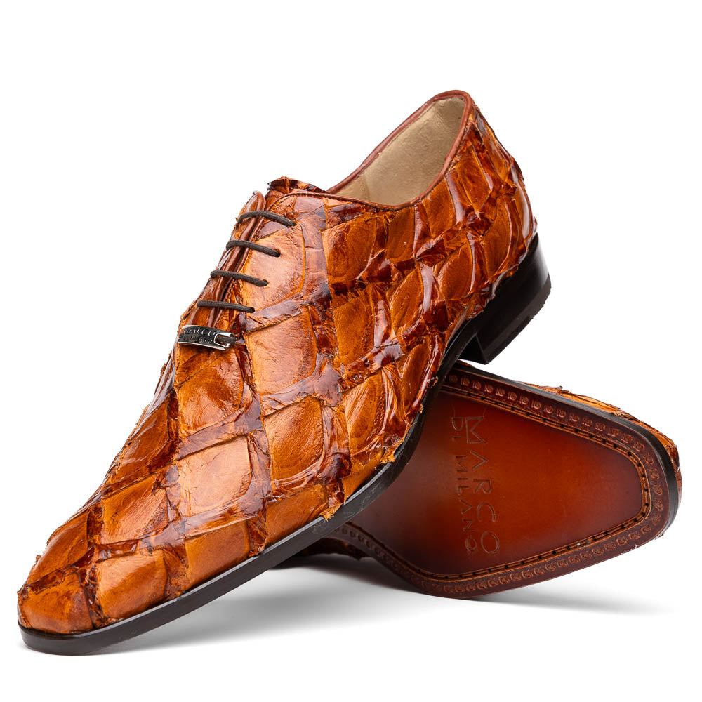 Olivieri Leather Dress Shoes Oxford Lace Up Cognac