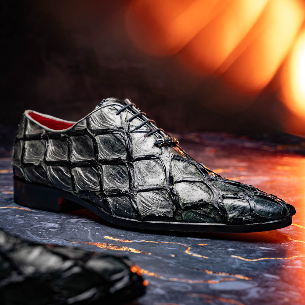 Olivieri Genuine Pirarucu Exotic Lace-Up Oxford Gray
