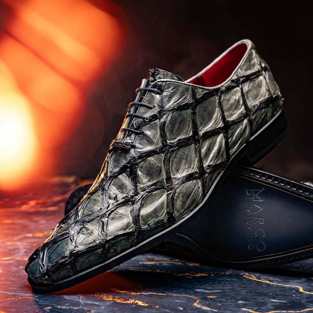 Olivieri Genuine Pirarucu Exotic Lace-Up Oxford Gray