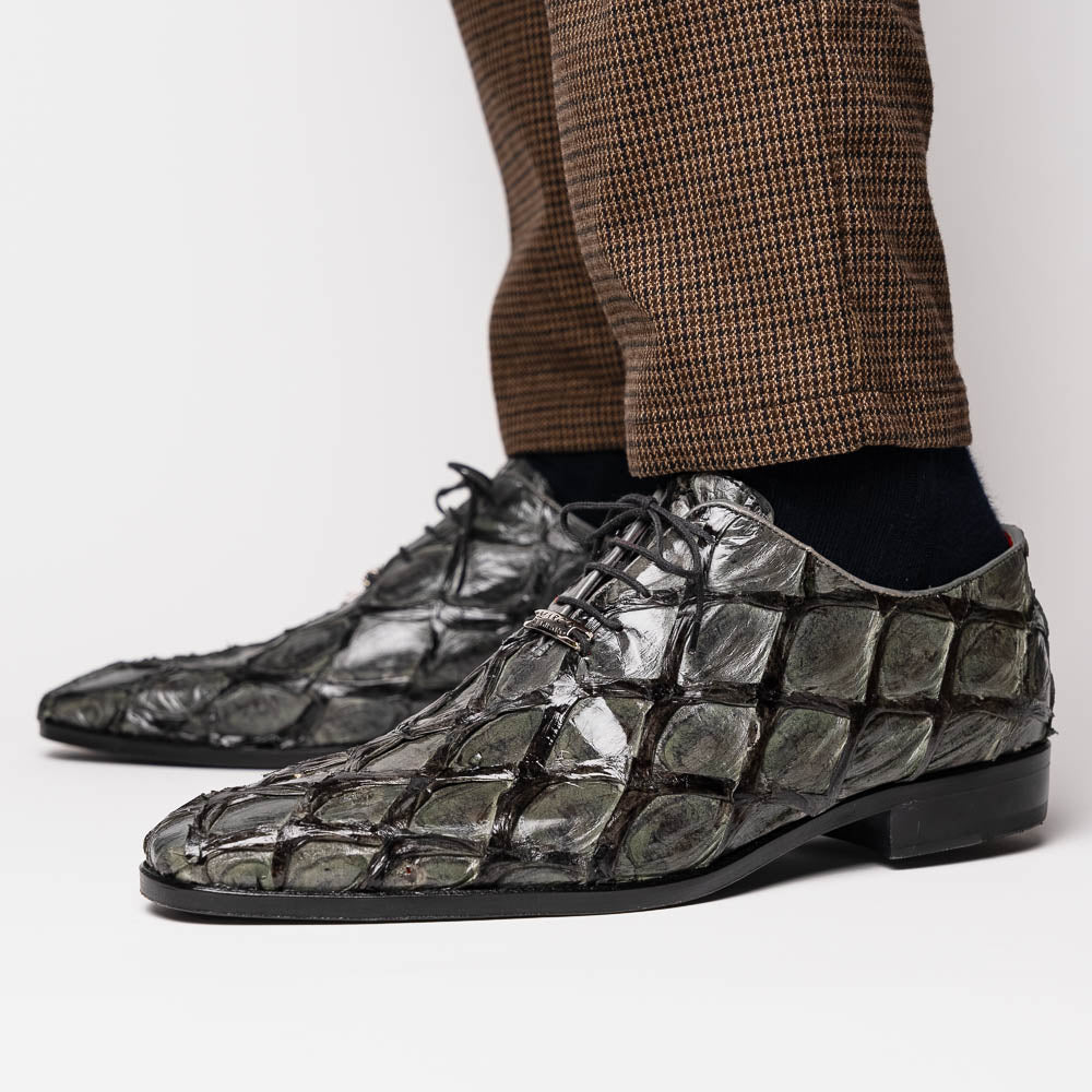 Olivieri Genuine Pirarucu Exotic Lace-Up Oxford Gray