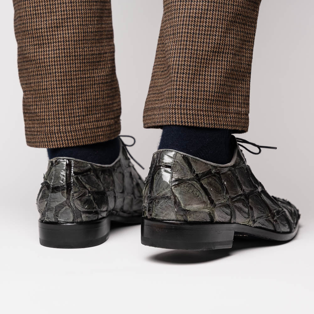 Olivieri Genuine Pirarucu Exotic Lace-Up Oxford Gray