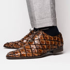 Marco Di Milano Genuine Pirarucu Exotic Lace-Up Olivieri Clear Brown