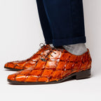 Olivieri Leather Dress Shoes Oxford Lace Up Cognac