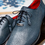 Pannuci Exotic Men's Shoes Classic Dress Oxford Tasseled Laces Navy