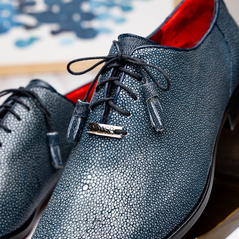 Pannuci Exotic Men's Shoes Classic Dress Oxford Tasseled Laces Navy