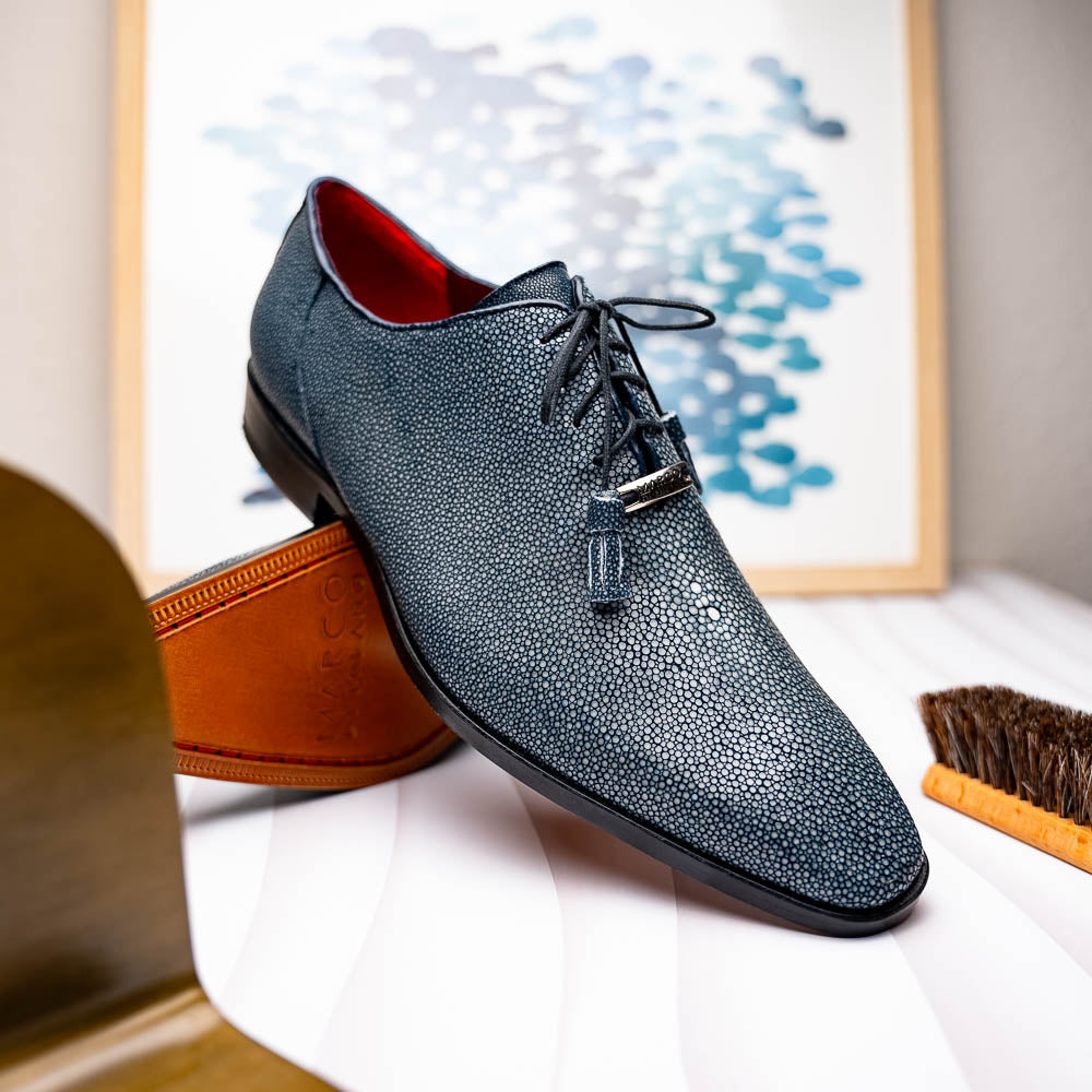 Pannuci Exotic Men's Shoes Classic Dress Oxford Tasseled Laces Navy