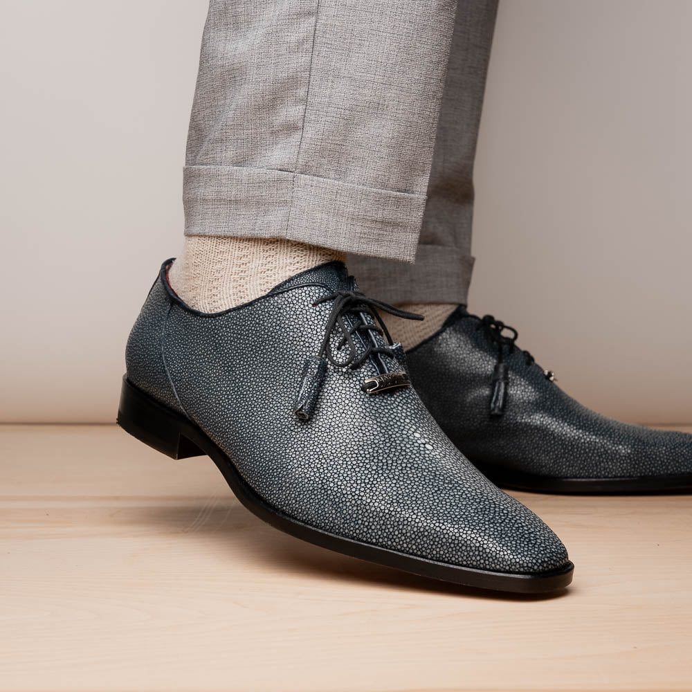 Pannuci Exotic Men's Shoes Classic Dress Oxford Tasseled Laces Navy