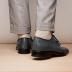 Pannuci Exotic Men's Shoes Classic Dress Oxford Tasseled Laces Navy