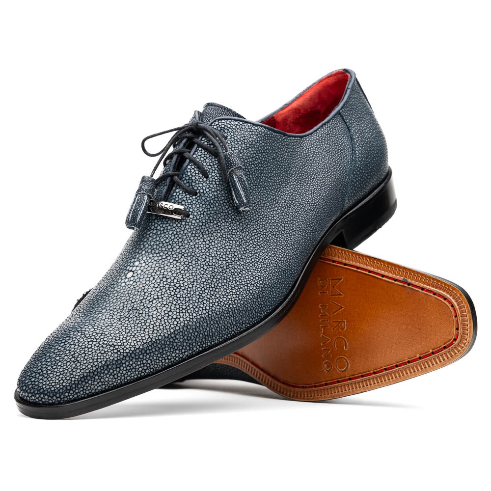 Pannuci Exotic Men's Shoes Classic Dress Oxford Tasseled Laces Navy