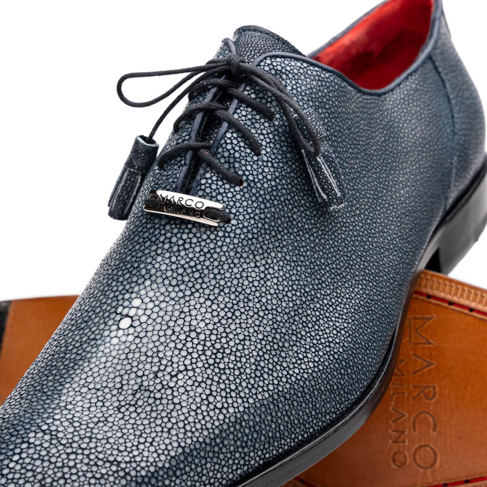 Pannuci Exotic Men's Shoes Classic Dress Oxford Tasseled Laces Navy