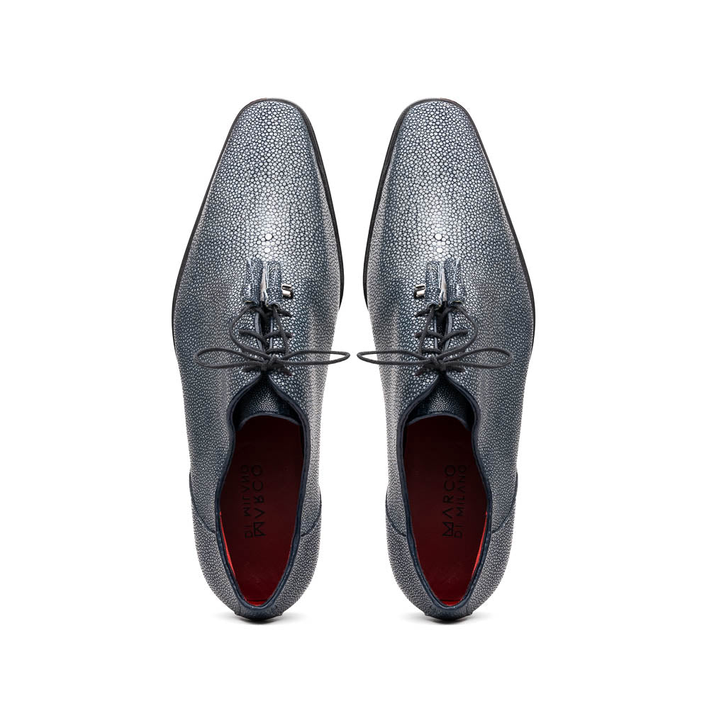 Pannuci Exotic Men's Shoes Classic Dress Oxford Tasseled Laces Navy