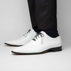 Criss Genuine Ostrich Quill Oxford Dress Shoes  White