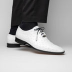 Criss Genuine Ostrich Quill Oxford Dress Shoes  White