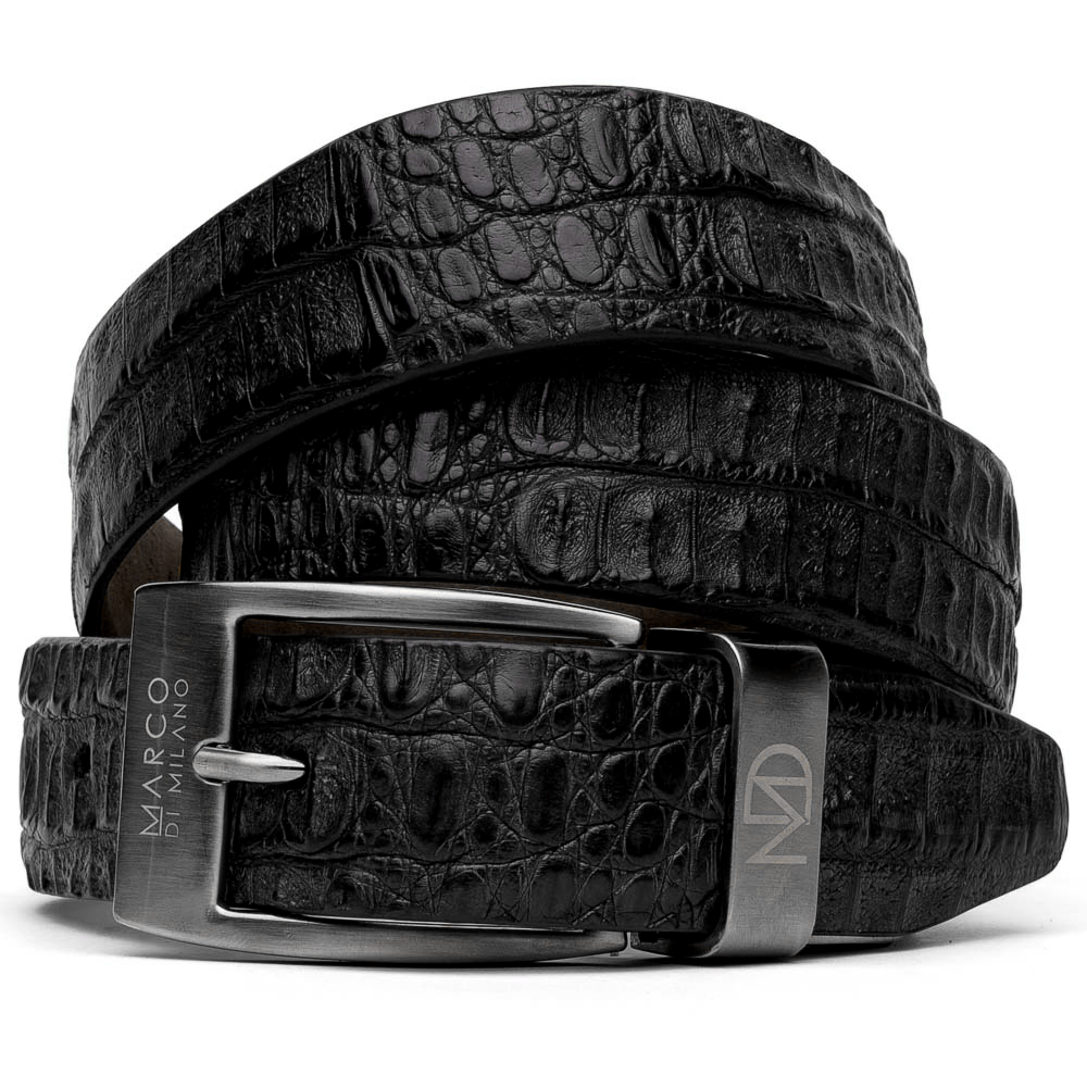 Riccardo Genuine Exotic Caiman Fuscus-belly Belt Black