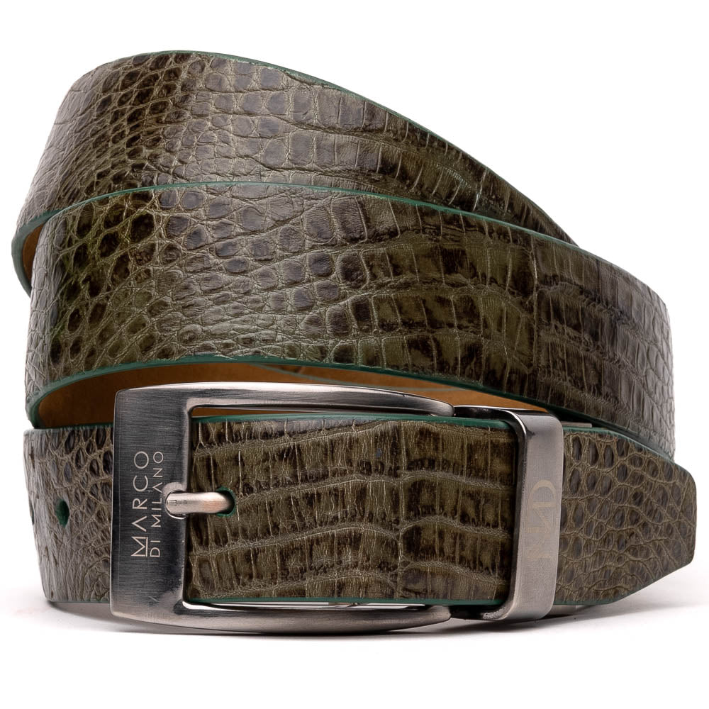 Riccardo Genuine Exotic Caiman Fuscus-belly Belt Rustic Olive