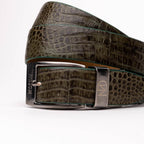 Riccardo Genuine Exotic Caiman Fuscus-belly Belt Rustic Olive
