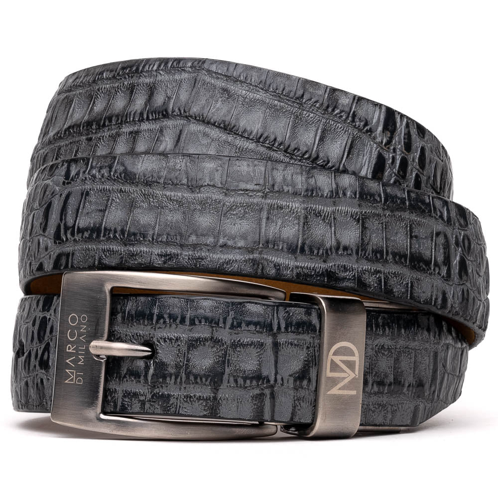 Riccardo Genuine Exotic Caiman Fuscus-belly Belt Gray