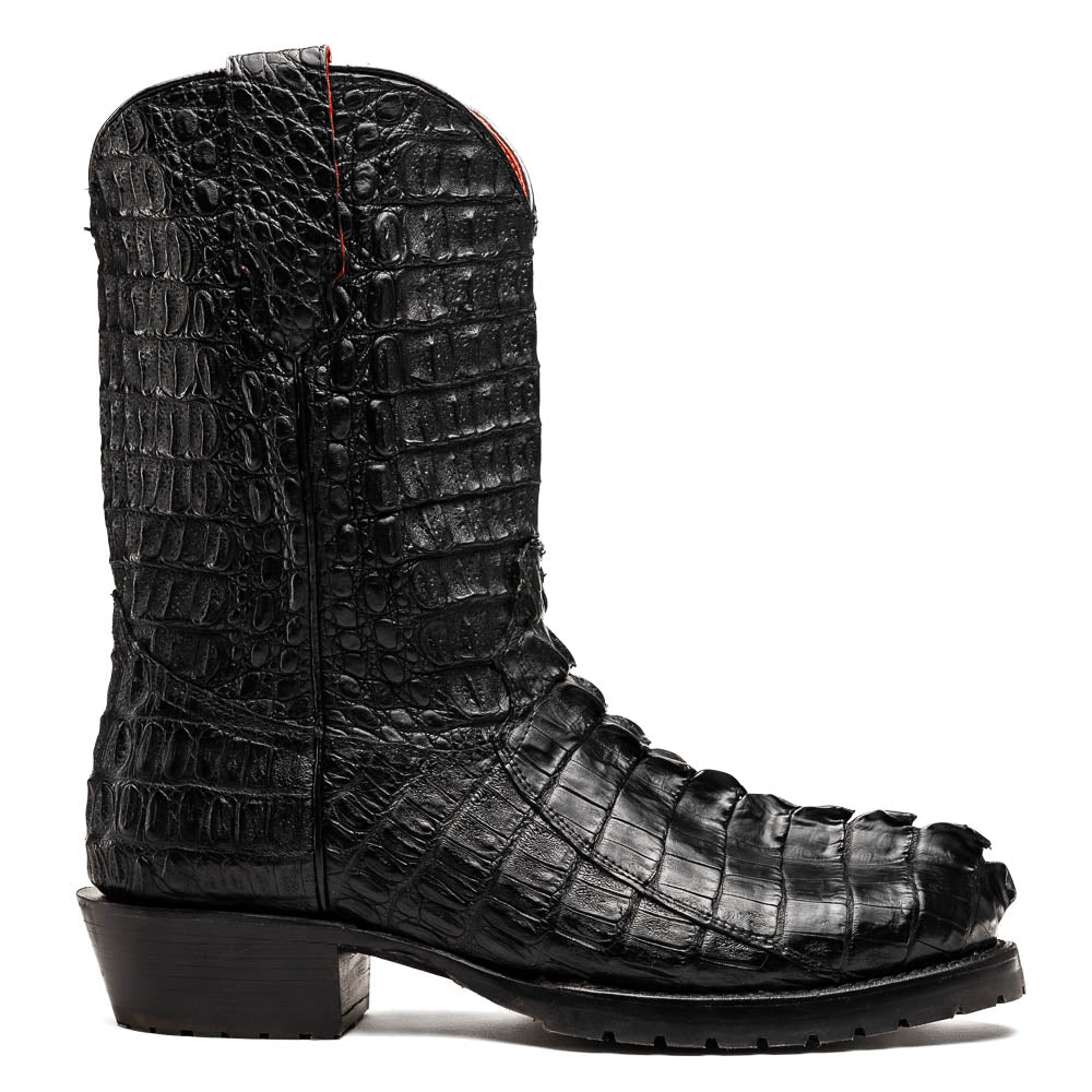 MARLBORO Genuine Hornback Caiman Skin Cowboy Boot Black