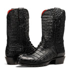 MARLBORO Genuine Hornback Caiman Skin Cowboy Boot Black