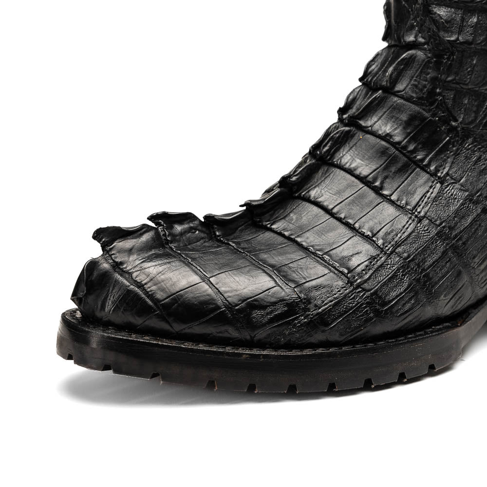 MARLBORO Genuine Hornback Caiman Skin Cowboy Boot Black