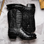 MARLBORO Genuine Hornback Caiman Skin Cowboy Boot Black