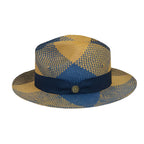 Men's Bruno Capelo Genuine Straw Fedora Hat Cubano CU403 Denim/Cognac