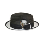 Men's Bruno Capelo 2-Tone Straw Fedora Hat CASANOVA CV890 White/Black