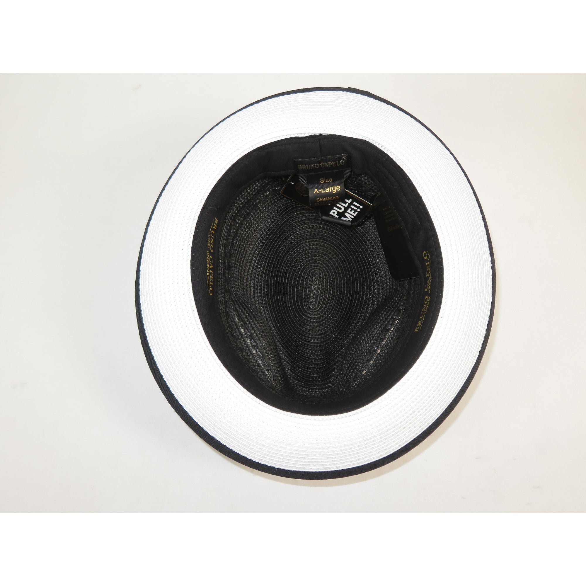 Men's Bruno Capelo 2-Tone Straw Fedora Hat CASANOVA CV890 White/Black