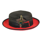 Men's Bruno Capelo 2-Tone Straw Fedora Hat CASANOVA CV892 Black/Red
