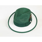 Men's Bruno Capelo 2-Tone Straw Fedora Hat CASANOVA CV894 Emerlad/White