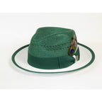 Men's Bruno Capelo 2-Tone Straw Fedora Hat CASANOVA CV894 Emerlad/White