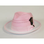 Men's Bruno Capelo 2-Tone Straw Fedora Hat CASANOVA CV895 White/Pink