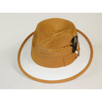 Men's Bruno Capelo 2-Tone Straw Fedora Hat CASANOVA CV896 Gold/White
