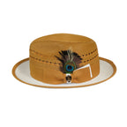 Men's Bruno Capelo 2-Tone Straw Fedora Hat CASANOVA CV896 Gold/White