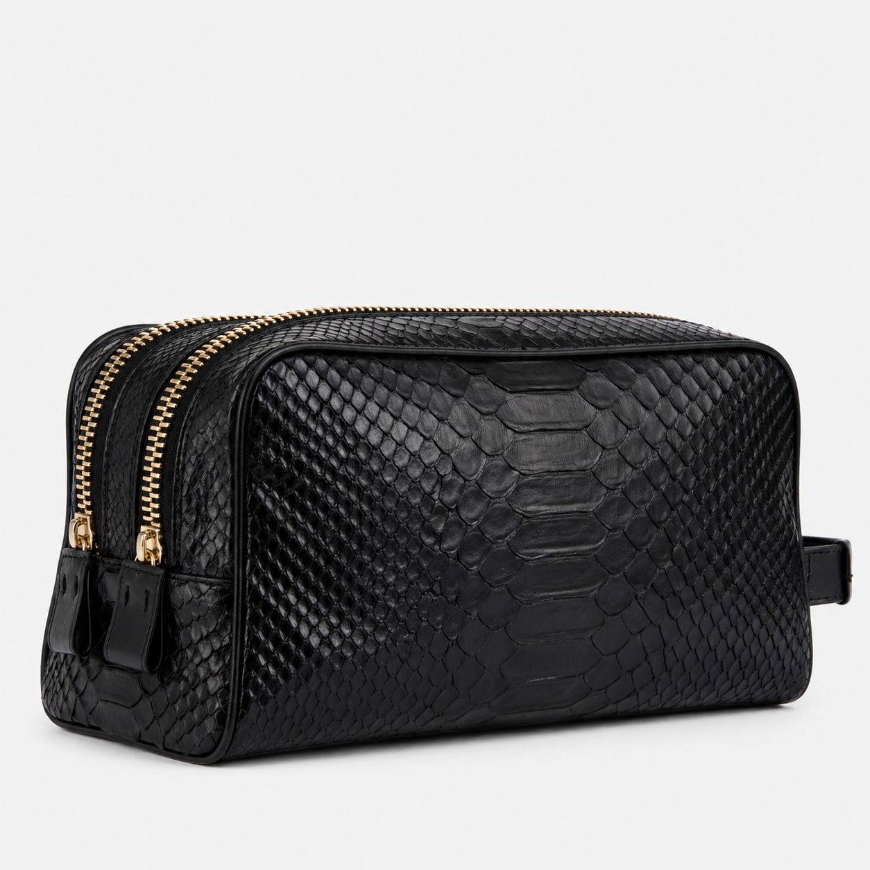 The Belluno Black Python Leather Men’s Essentials Bag